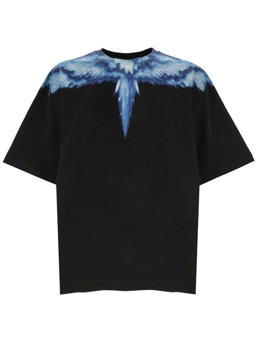 T-shirt nero/blu con stampa Wings MARCELO BURLON COUNTY OF MILAN | CMAA054S24JER0021045